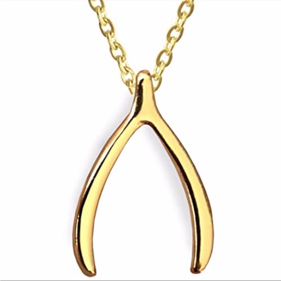 Gold wishbone necklace - Picture 1 of 3